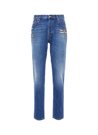 Main View - Click To Enlarge - VALENTINO GARAVANI - Embellished dragonfly appliqué jeans