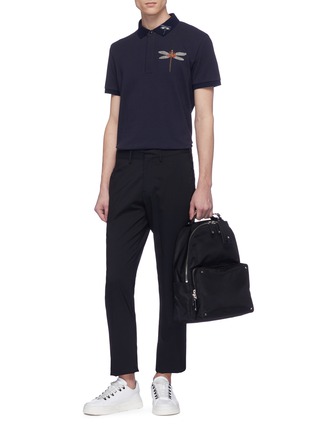 Figure View - Click To Enlarge - VALENTINO GARAVANI - Embellished dragonfly appliqué polo shirt