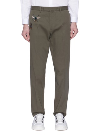 Main View - Click To Enlarge - VALENTINO GARAVANI - Embellished bee appliqué twill pants