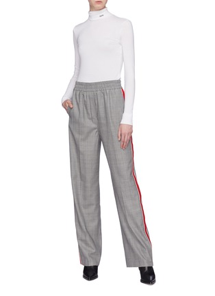 Figure View - Click To Enlarge - CALVIN KLEIN 205W39NYC - Stripe outseam houndstooth check plaid virgin wool pants