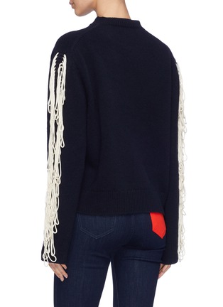Back View - Click To Enlarge - CALVIN KLEIN 205W39NYC - Fringe sleeve virgin wool blend sweater