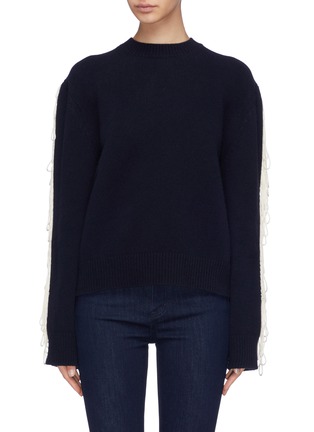 Main View - Click To Enlarge - CALVIN KLEIN 205W39NYC - Fringe sleeve virgin wool blend sweater