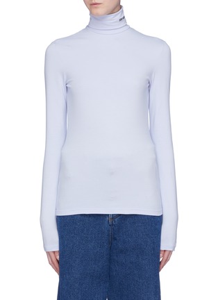Main View - Click To Enlarge - CALVIN KLEIN 205W39NYC - Logo embroidered turtleneck long sleeve T-shirt