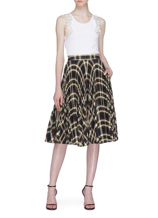 Figure View - Click To Enlarge - CALVIN KLEIN 205W39NYC - Glen check plaid pleated skirt