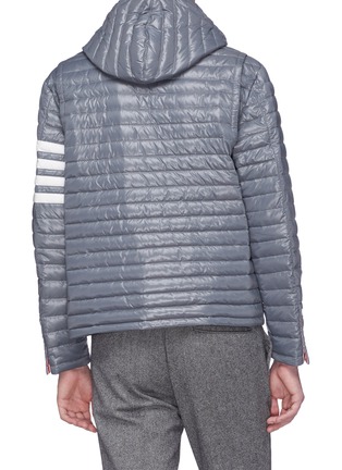 Back View - Click To Enlarge - THOM BROWNE  - Stripe sleeve hooded down puffer jacket