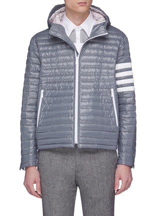 Main View - Click To Enlarge - THOM BROWNE  - Stripe sleeve hooded down puffer jacket