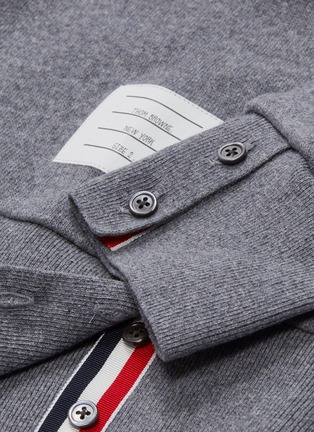 - THOM BROWNE  - Stripe sleeve cashmere-cotton knit sweatshirt