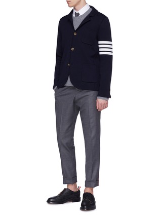 Figure View - Click To Enlarge - THOM BROWNE  - Stripe sleeve cashmere-cotton knit sweatshirt