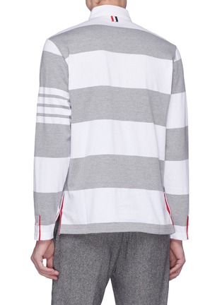 Back View - Click To Enlarge - THOM BROWNE  - Stripe jersey long sleeve polo shirt