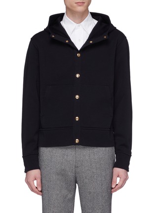 Main View - Click To Enlarge - THOM BROWNE  - Button wool hoodie