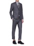 Figure View - Click To Enlarge - THOM BROWNE  - Stripe outseam wool twill pants