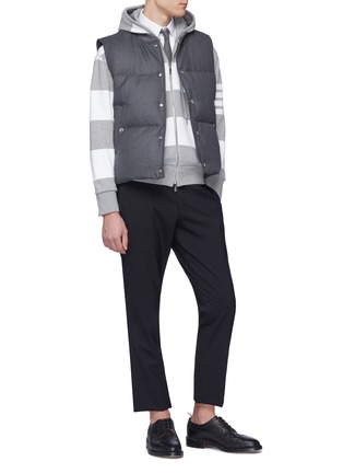 Figure View - Click To Enlarge - THOM BROWNE  - Button cuff rugby stripe zip hoodie