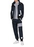 Figure View - Click To Enlarge - THOM BROWNE  - Stripe panel ripstop jogging pants