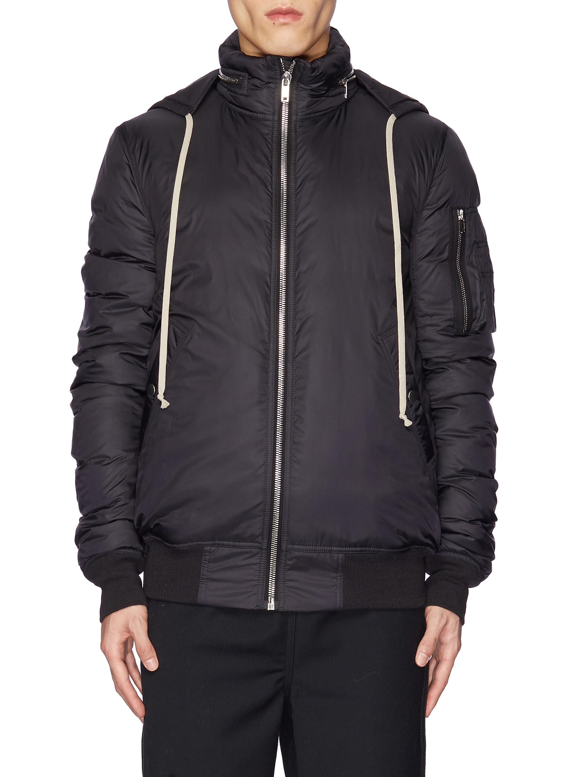 Down bomber shop jacket with hood