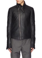 rick owens レザージャケット　MOLLINO BIKER 46 LT RICK OWENS | 'Mollino' slant zip leather biker jacket | Men