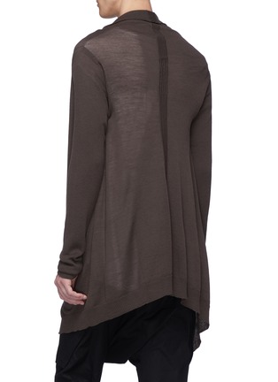 Back View - Click To Enlarge - RICK OWENS - Shawl lapel high-low wool cardigan