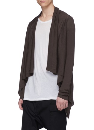 Front View - Click To Enlarge - RICK OWENS - Shawl lapel high-low wool cardigan
