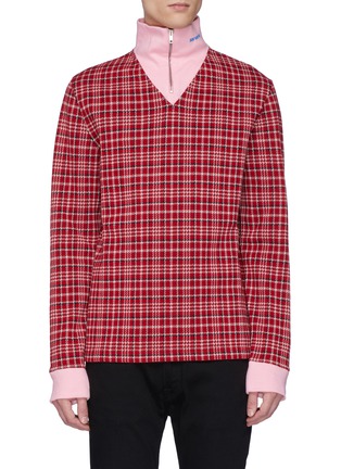 Main View - Click To Enlarge - CALVIN KLEIN 205W39NYC - Contrast panel tartan plaid turtleneck sweater