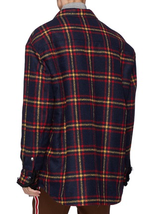 Back View - Click To Enlarge - CALVIN KLEIN 205W39NYC - Faux shearling lined tartan plaid flannel shirt jacket