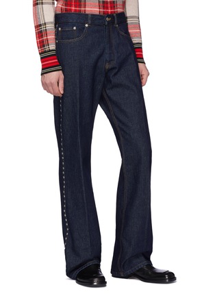Front View - Click To Enlarge - DRIES VAN NOTEN - 'Pencil' stud outseam wide leg jeans