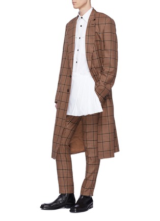 Figure View - Click To Enlarge - DRIES VAN NOTEN - 'Copper' pleated kilt panel twill shirt