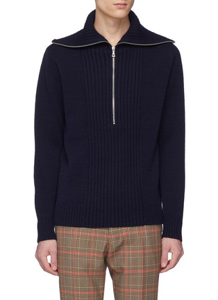 Main View - Click To Enlarge - DRIES VAN NOTEN - 'Mikhos' rib knit panel wool turtleneck sweater