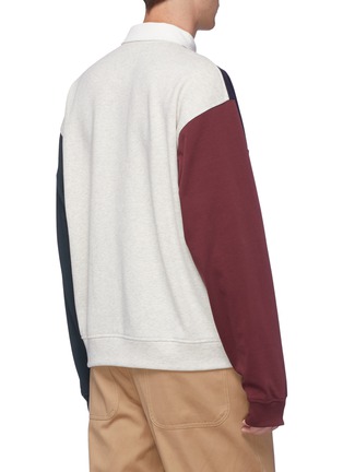 Back View - Click To Enlarge - ALEXANDER WANG - 'Platinum' slogan embroidered colourblock long sleeve polo shirt
