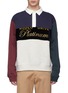 Main View - Click To Enlarge - ALEXANDER WANG - 'Platinum' slogan embroidered colourblock long sleeve polo shirt