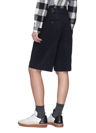 Back View - Click To Enlarge - ALEXANDER WANG - Leather trim twill shorts