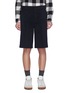 Main View - Click To Enlarge - ALEXANDER WANG - Leather trim twill shorts