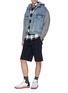 Figure View - Click To Enlarge - ALEXANDER WANG - Leather trim twill shorts