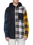 Main View - Click To Enlarge - ALEXANDER WANG - Colourblock mix tartan plaid twill shirt hoodie
