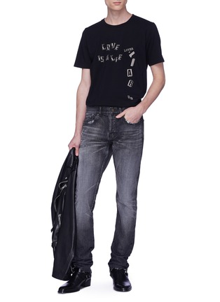 Figure View - Click To Enlarge - SAINT LAURENT - Distressed straight leg jeans