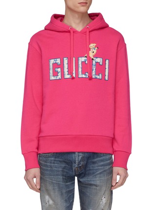 Main View - Click To Enlarge - GUCCI - Logo piglet appliqué hoodie