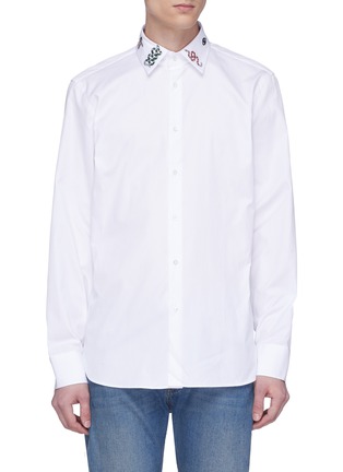 Main View - Click To Enlarge - GUCCI - Mix motif embroidered collar shirt