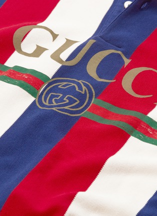 - GUCCI - Logo print baiadera stripe polo shirt