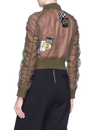 Back View - Click To Enlarge - GROUND ZERO - Mix motif appliqué cropped tulle bomber jacket
