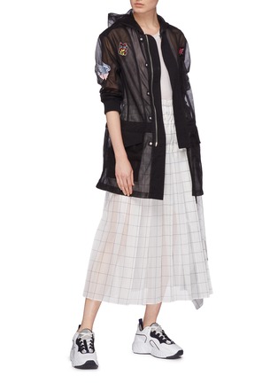 Figure View - Click To Enlarge - GROUND ZERO - Mix appliqué hooded tulle parka