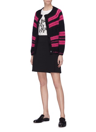 Figure View - Click To Enlarge - 74017 - Stripe mohair blend cardigan