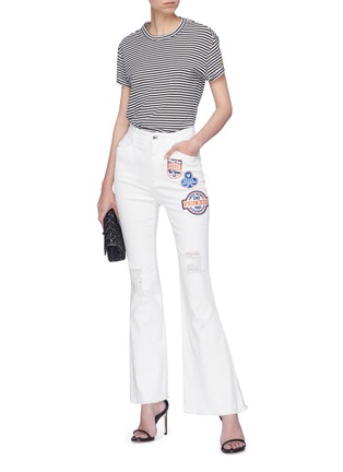 Figure View - Click To Enlarge - - - Mix appliqué flared jeans