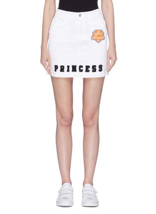 Main View - Click To Enlarge - - - 'Princess' chenille patch denim skirt