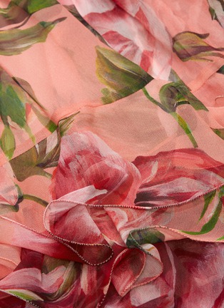 - - - Peony print ruffle tiered silk chiffon skirt