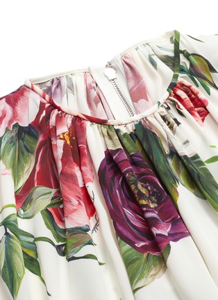  - - - Peony print ruched silk crepe top