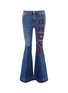 Main View - Click To Enlarge - - - 'Amore' slogan heart appliqué patchwork flared jeans