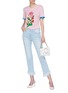 Figure View - Click To Enlarge - - - Satin cuff peony print T-shirt