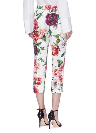 Back View - Click To Enlarge - - - Peony print cropped brocade pants