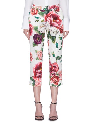 Main View - Click To Enlarge - - - Peony print cropped brocade pants