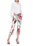 Figure View - Click To Enlarge - - - Peony print cropped brocade pants