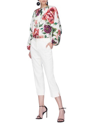 Figure View - Click To Enlarge - - - Floral brocade cropped pants