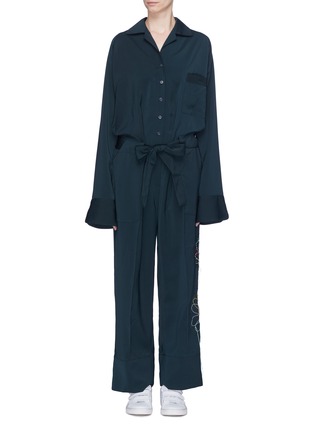 Main View - Click To Enlarge - MIRA MIKATI - Belted floral appliqué jumpsuit